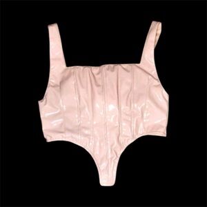 Dolls Kill Kiki Rikki vegan leather powder pink sexy bustier NWT small